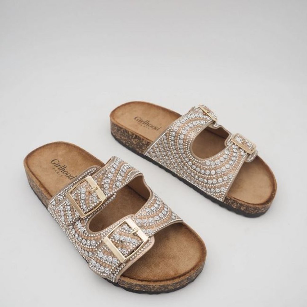 Alicia Rhinestone Wedge Mule